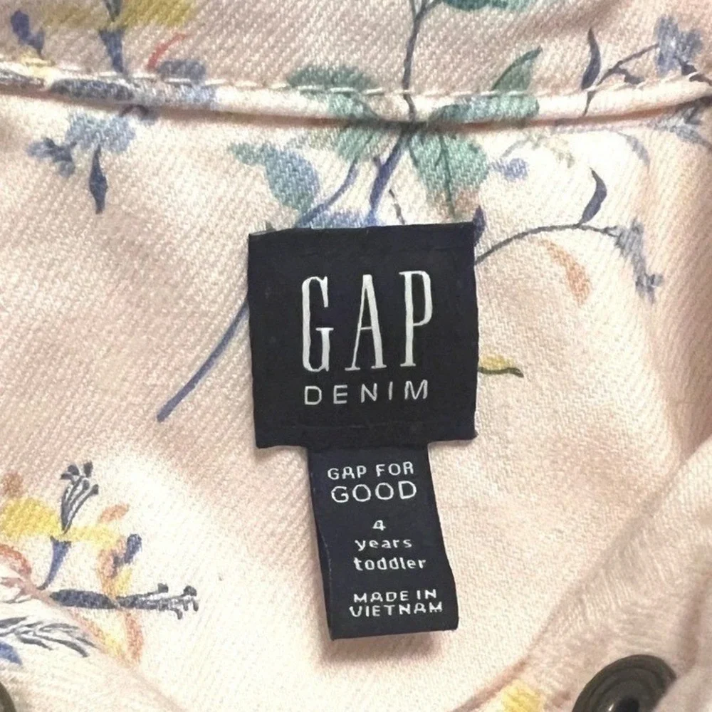 Gap Kids Pink Floral Denim Trucker Jacket Toddler Girls 4T Botanical Print
